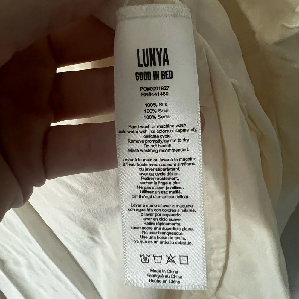 Lunya Washable Silk Robe Ivory White 100% Silk Size M
